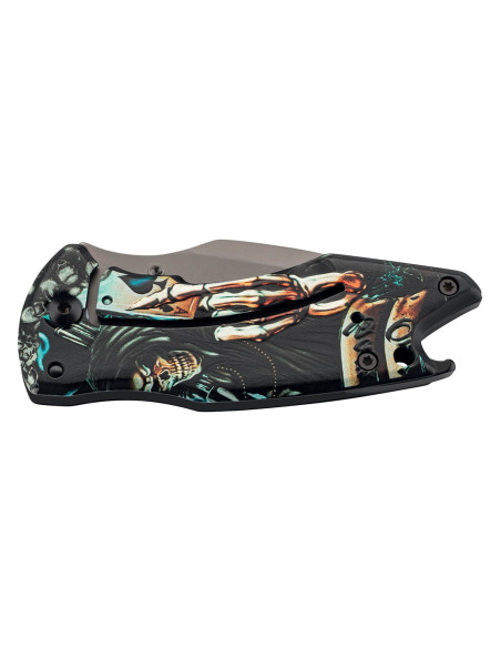 Herbertz 592709 coltello pieghevole "Grim Reaper" in acciaio inox 9 cm + apribottiglie