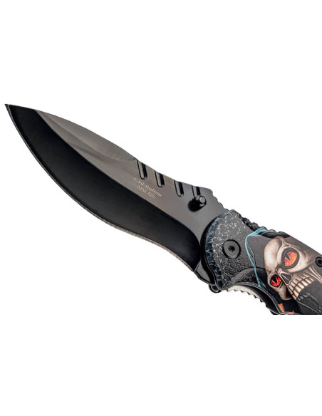 Navaja Herbertz 595012 mango de aluminio dentado con gran motivo de segador 12cm