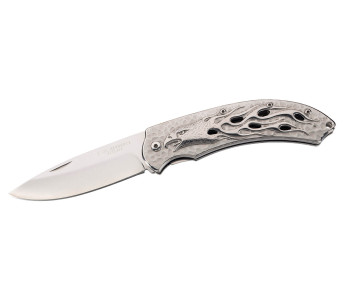Herbertz 565212 fällkniv helt i rostfritt stål med design av flammande örn 12 cm handtag