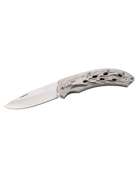 Herbertz 565212 navaja plegable totalmente de acero inoxidable con diseño de águila en llamas mango de 12 cm