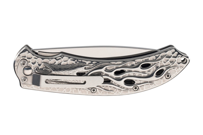 Herbertz 565212 all stainless steel folding knife with flaming eagle design 12cm handle