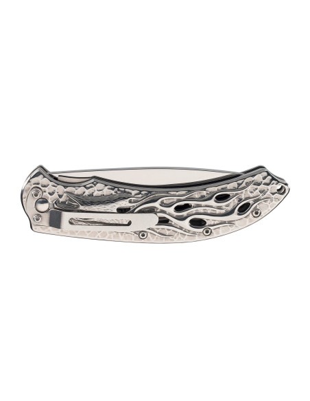 Herbertz 565212 all stainless steel folding knife with flaming eagle design 12cm handle