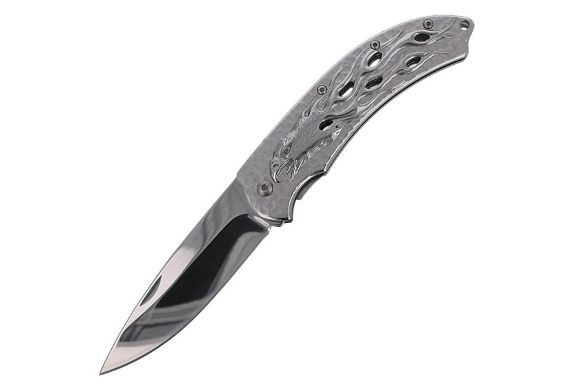 Herbertz 565212 navaja plegable totalmente de acero inoxidable con diseño de águila en llamas mango de 12 cm