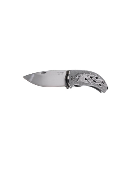 Herbertz 565212 all stainless steel folding knife with flaming eagle design 12cm handle