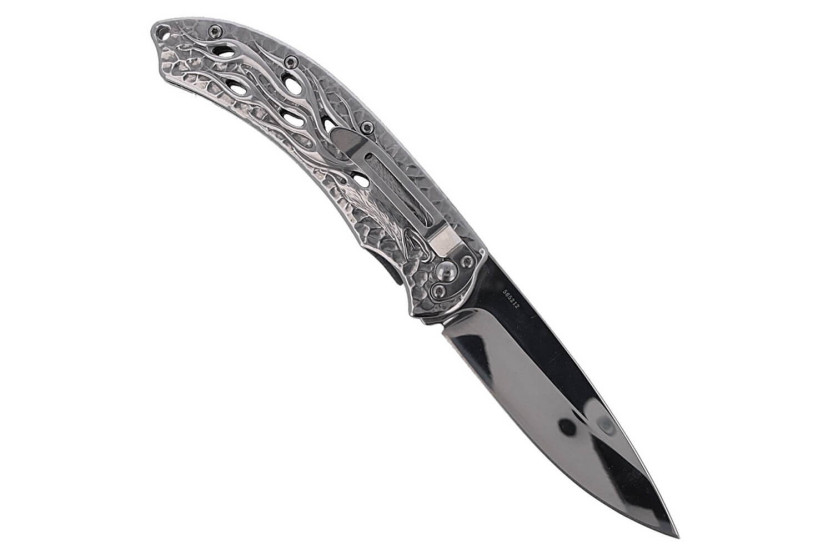 Herbertz 565212 all stainless steel folding knife, flaming eagle design, 12cm handle
