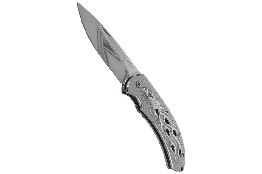 Herbertz 565212 navaja plegable totalmente de acero inoxidable con diseño de águila en llamas mango de 12 cm