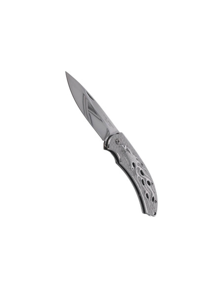 Faca dobrável Herbertz 565212 totalmente em aço inoxidável com design de águia flamejante e cabo de 12 cm
