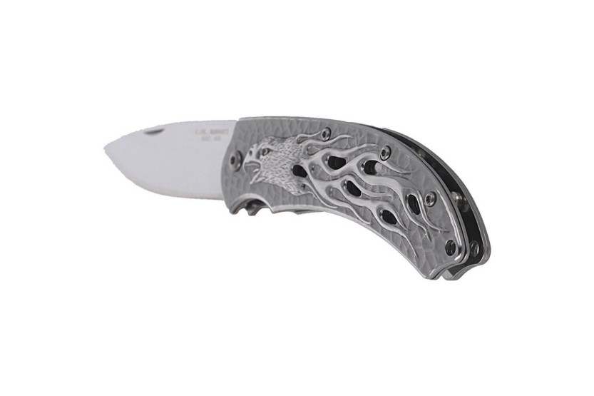 Herbertz 565212 volledig roestvrijstalen vouwmes met vlammend adelaarsontwerp 12cm handvat