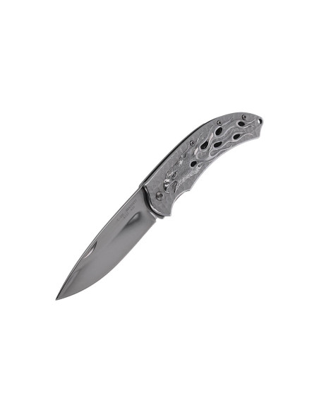 Herbertz 565212 all stainless steel folding knife with flaming eagle design 12cm handle