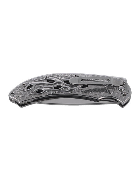 Faca dobrável Herbertz 565212 totalmente em aço inoxidável com design de águia flamejante e cabo de 12 cm