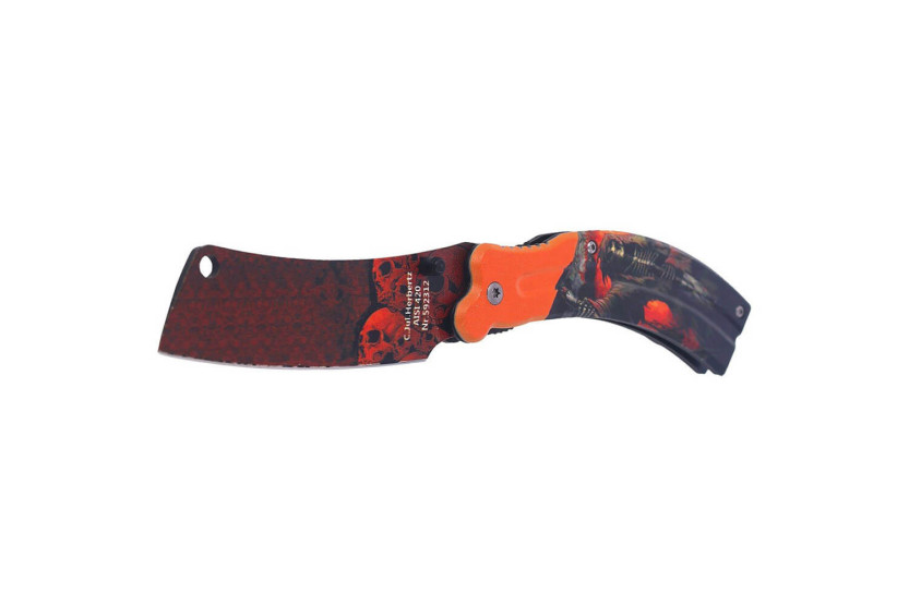 Coltello pieghevole Herbertz 592 con decorazione stampata in 3D "The grim reaper" Manico in alluminio da 12 cm