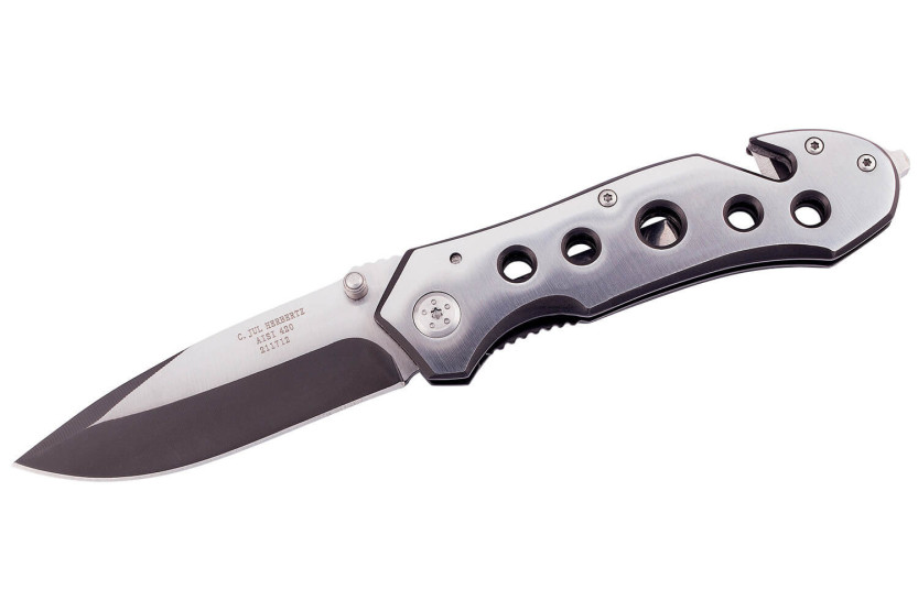 Herbertz 211712 sammenklappelig nødkniv med 11,8 cm gennembrudt håndtag i rustfrit stål