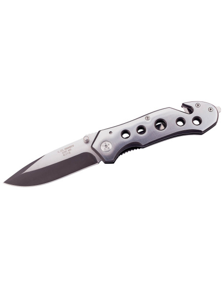 Herbertz 211712 coltello d'emergenza pieghevole, interamente in acciaio inox, manico traforato da 11,8 cm