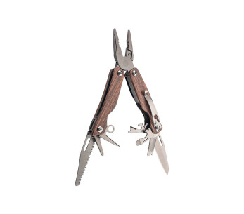 Herbertz multifunksjonstang 106700 9 deler rustfritt stål titanbelagt trehåndtak 10,2 cm + nylonetui