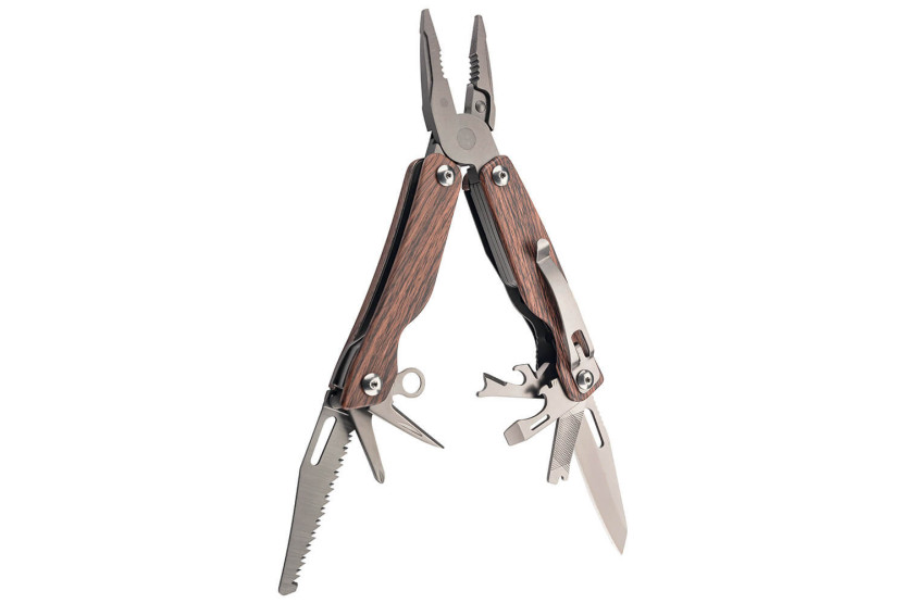 Herbertz 106700 9-piece multi-purpose pliers stainless steel titanium-coated wooden handle 10.2cm + nylon case