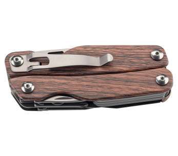 Herbertz alicates multifunción 106700 9 piezas acero inoxidable mango de madera recubierto de titanio 10.2cm + funda de nylon 2