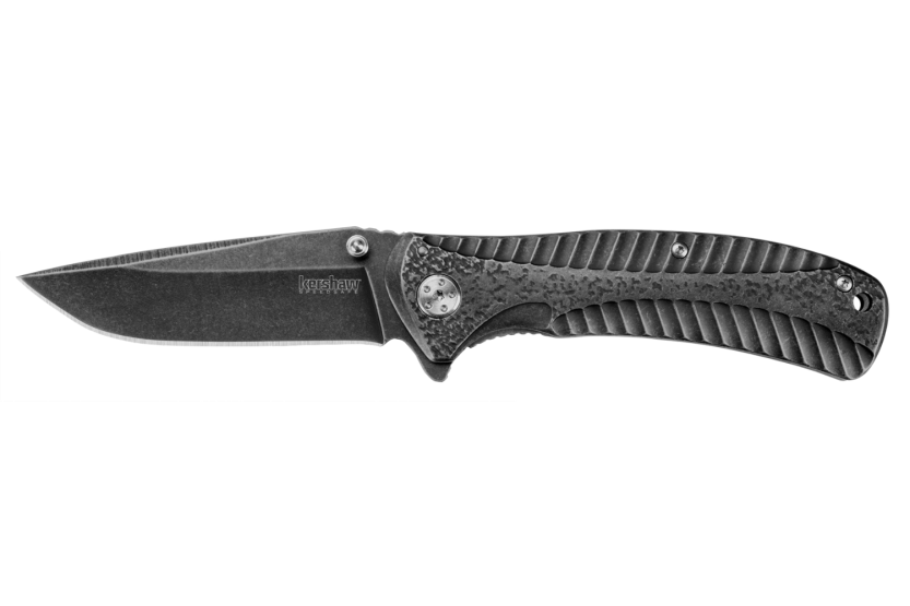 Navaja plegable Kershaw Starter KS.1301BW con mango de acero negro de 11.4cm