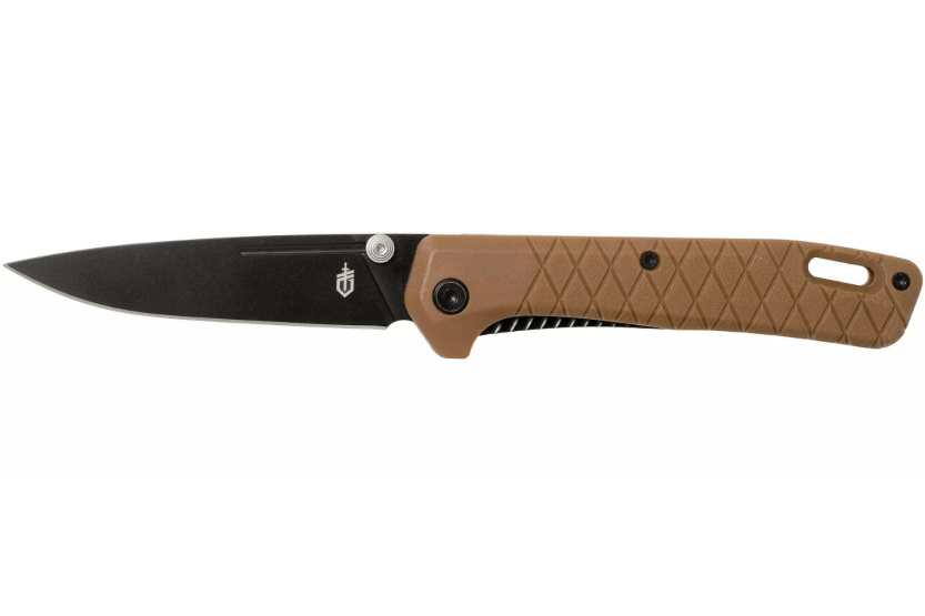 Gerber Zilch GE001881 coltello pieghevole nero lavato manico in nylon/fibra di coyote 10,3 cm