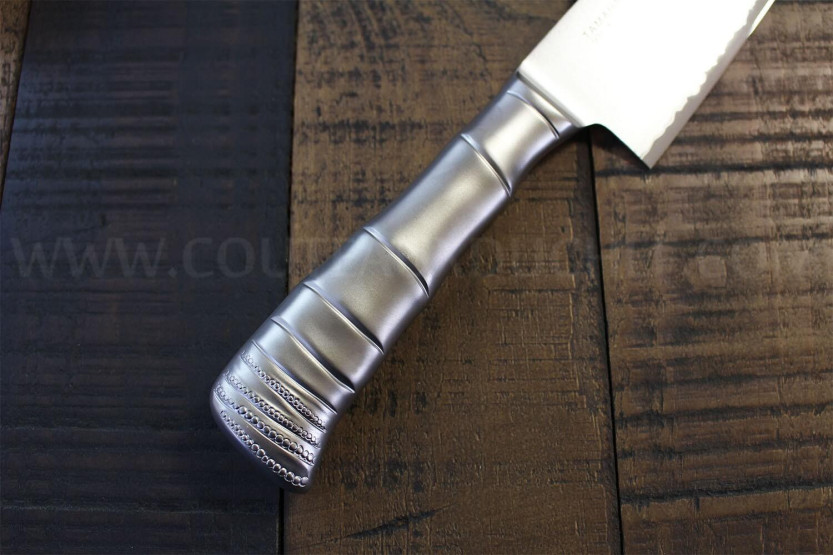 Japanisches santokumesser Tamahagane Bamboo Kyoto Klinge 17.5cm Damaszener Stahl VG5