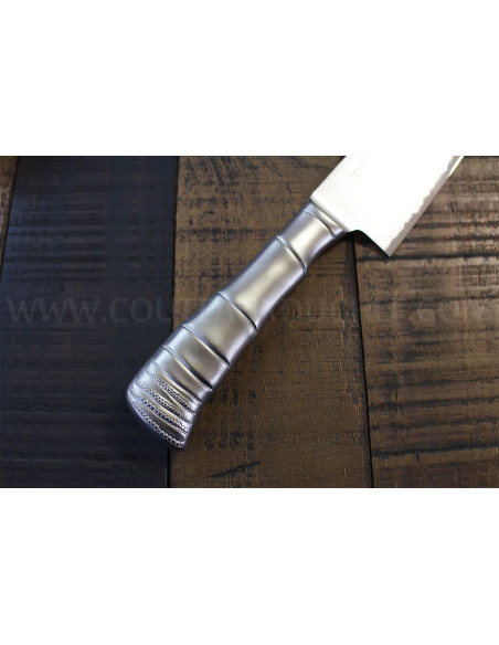 Japanisches santokumesser Tamahagane Bamboo Kyoto Klinge 17.5cm Damaszener Stahl VG5