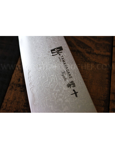 Japanisches santokumesser Tamahagane Bamboo Kyoto Klinge 17.5cm Damaszener Stahl VG5