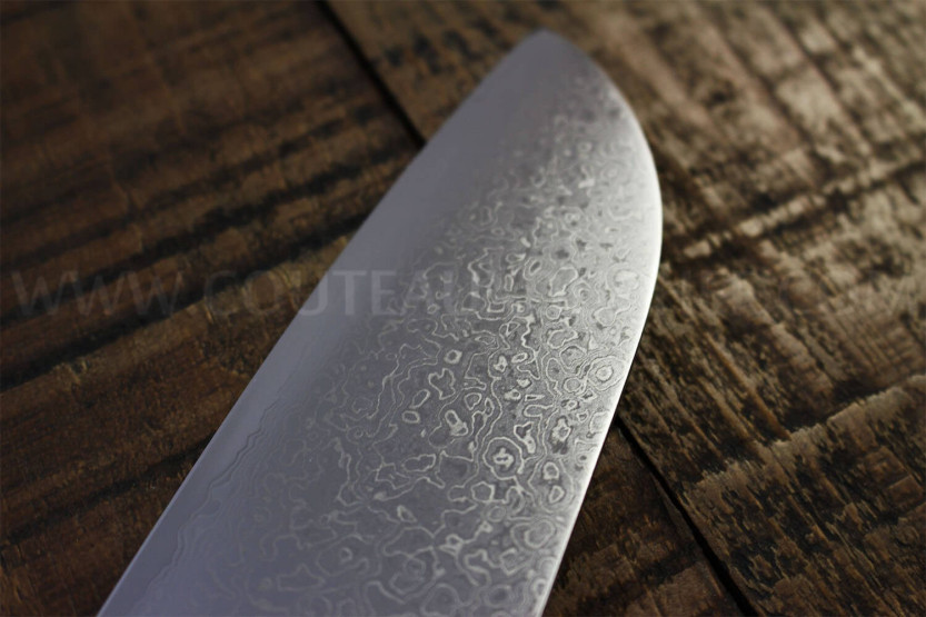 Japanisches santokumesser Tamahagane Bamboo Kyoto Klinge 17.5cm Damaszener Stahl VG5