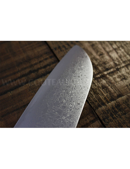 Japanisches santokumesser Tamahagane Bamboo Kyoto Klinge 17.5cm Damaszener Stahl VG5