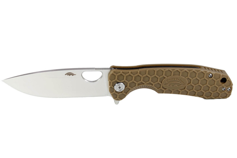 Honey Badger F lipper D2 Groot vouwmes 01HO029 nylon/fiberglas handgreep tan 11,7cm