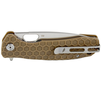 Honey Badger F lipper D2 Suuri taittoveitsi 01HO029 nylon/lasikuitukahva tan 11.7cm 2