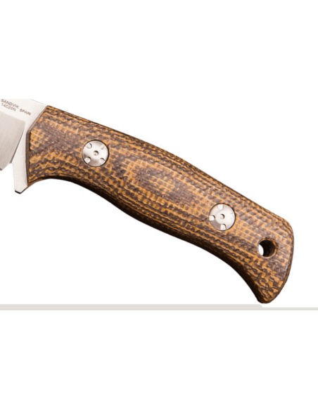 Messer Muela Tuareg 10G 9334 Klinge 10cm Griff aus Micarta Jute braun und Senf + Lederetui