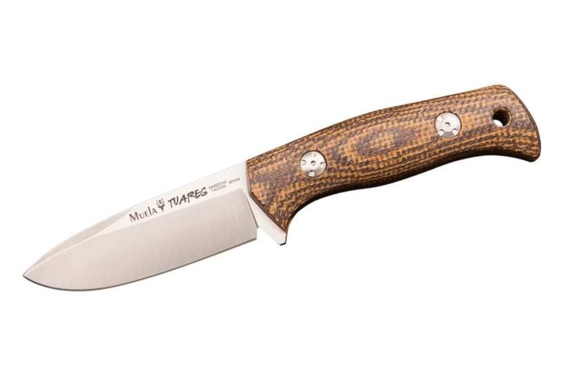 Muela Tuareg 10G 9334 knife 10cm blade brown and mustard micarta jute handle + leather sheath
