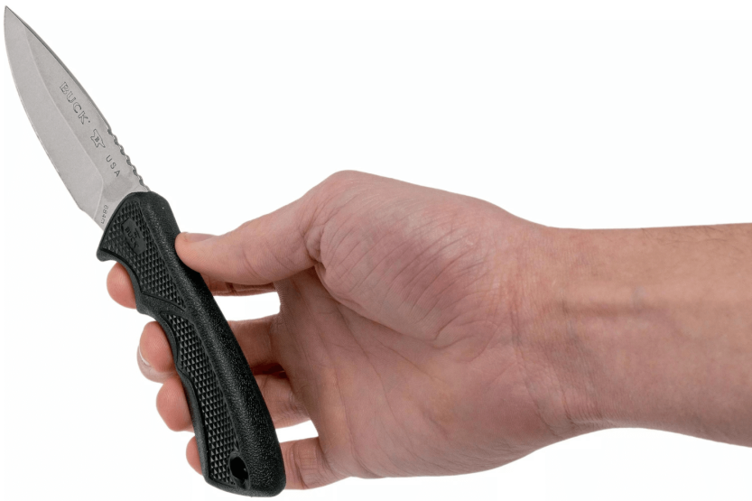 Buck kniv 684 Bucklite Max II Small 0684BKS klinge 8,3cm sort gummihåndtag + polyester skede