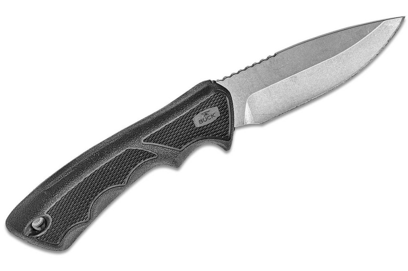 Faca Buck 684 Bucklite Max II Large 0685BKS Lâmina de 10,2 cm cabo de borracha preta + bainha de poliéster