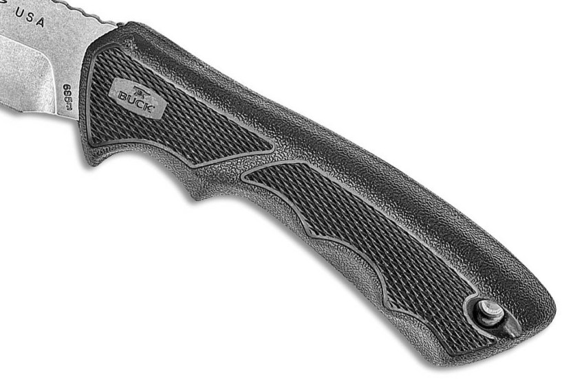 Faca Buck 684 Bucklite Max II Large 0685BKS Lâmina de 10,2 cm cabo de borracha preta + bainha de poliéster