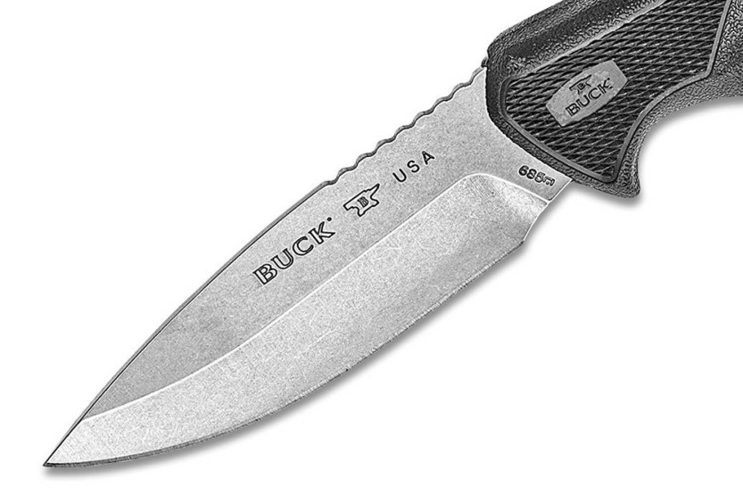 Buck kniv 684 Bucklite Max II Large 0685BKS 10,2 cm klinge sort gummihåndtag + polyester skede