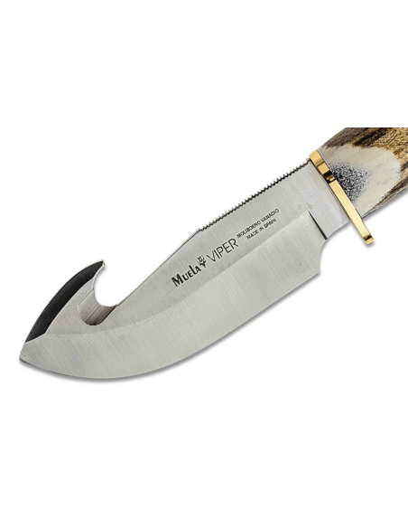 Faca Muela Viper 9215 com 11 cm de lâmina e cabo em chifre de veado + bainha em pele