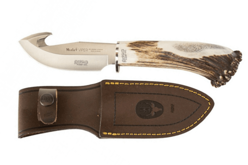 Muela Viper 9215 kniv 11 cm blad hjortegevirhåndtak + skinnslire