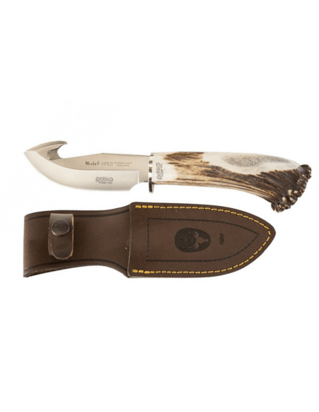 Muela Viper 9215 knife 11cm blade deer antler handle + leather sheath