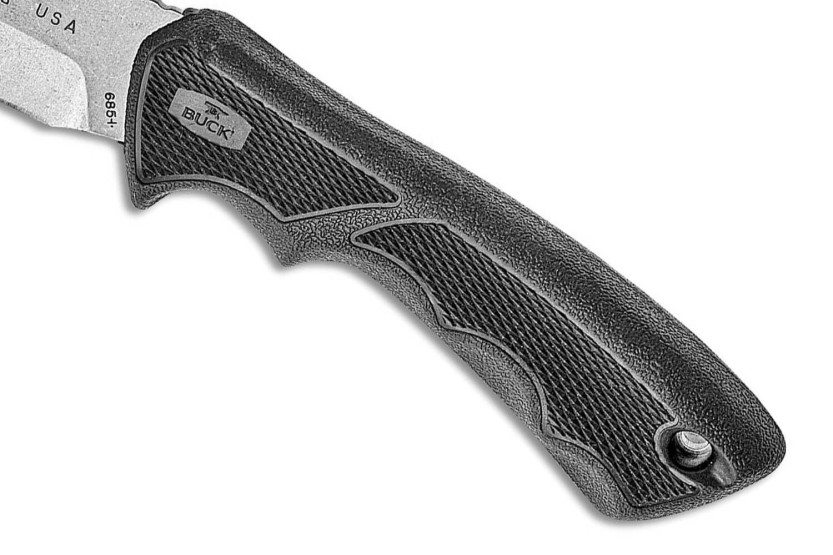 Cuchillo Buck 685 Bucklite Max II Large Guthook 0685BKG Hoja 10.2cm mango de goma negro + funda de poliester