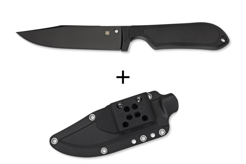 FB04PBB Faca Spyderco Street Bowie 12,8 cm lâmina preta cabo em nylon e fibra de vidro + bainha em Kydex
