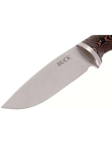 Faca Multifunções Buck 863 Selkirk 0863BRS Lâmina de 11,7 cm, punho em micarta castanha com iniciador de fogo e bainha de nylon