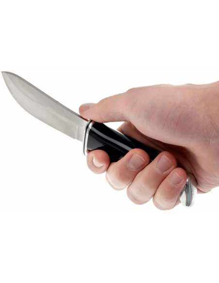 Cuchillo Buck 103 Skinner 0103BKS Hoja 10,2cm mango de resina fenólica negro/aluminio con funda de cuero