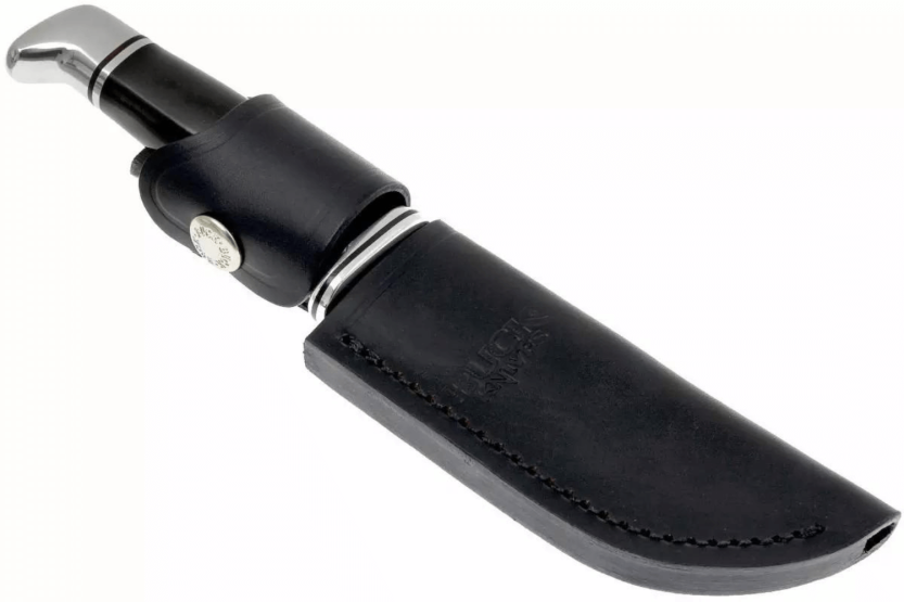 Buck Knife 103 Skinner 0103BKS 10,2cm blad svart/aluminium fenolhartshandtag med läderslida