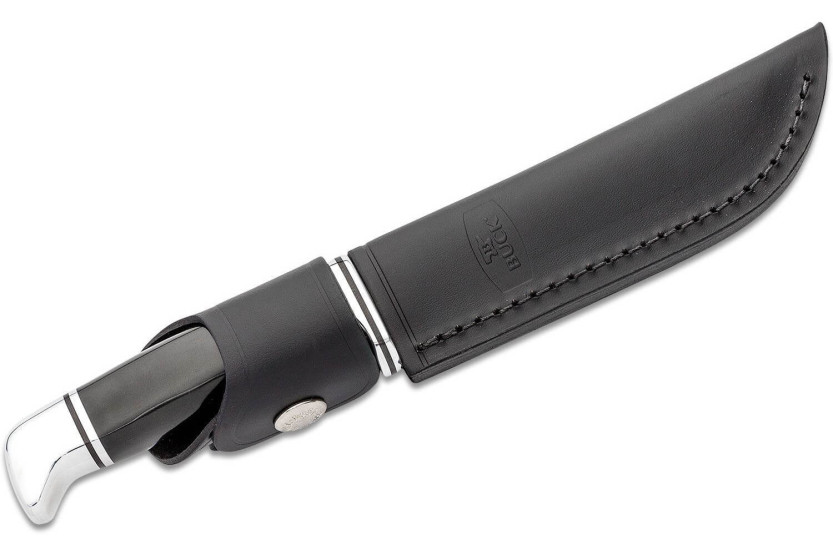 Buck mes 105 Pathfinder 0105BKS lemmet 12,7cm zwart/alu fenolhars handvat + leren schede