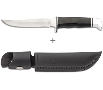 Buck kniv 105 Pathfinder 0105BKS blad 12,7cm svart/alu fenolhartshandtag + läderslida