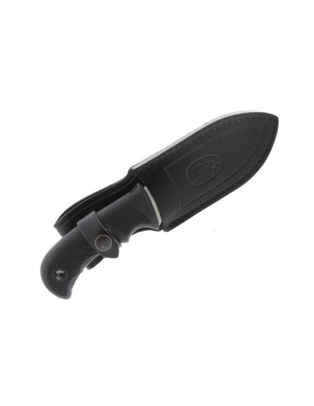 Muela Bisonte 9305 kniv 11 cm blad sort gummihåndtag + læderskede