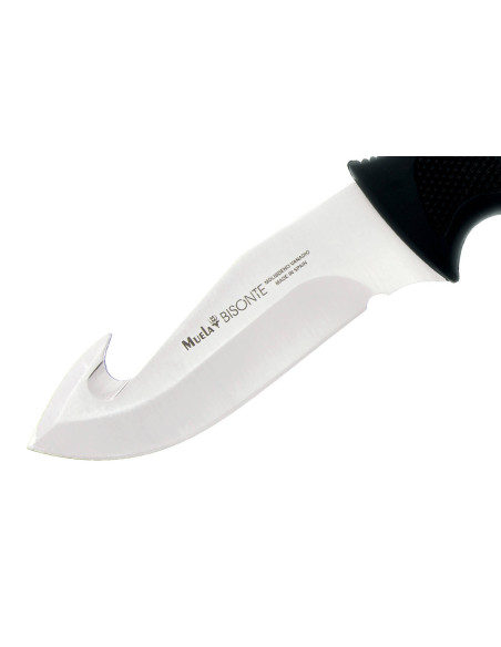 Muela Bisonte 9305 knife 11cm blade black rubber handle + leather sheath