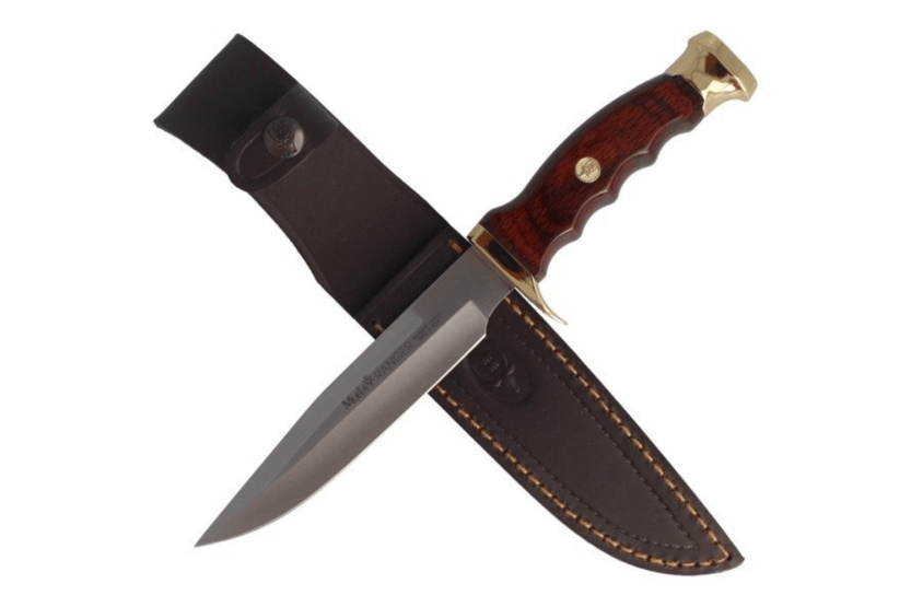 Muela Ranger 14-R 9227 kniv 14cm blad stamina handtag med mässingsknapp + läderslida