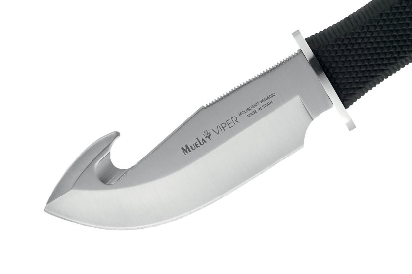 Muela Viper 11-S 9288 kniv 11 cm blad svart gummihåndtak + skinnslire