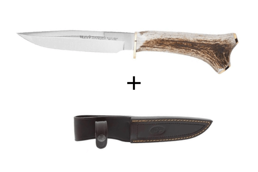 Muela Ranger Knife 9251 14cm blade deer antler handle with epois handle + leather sheath